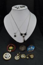 A small selection of silver and costume jewellery including Taiwanese items, onyx jewellery etc