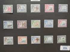 GAMBIA 1953 QEII DEFINITIVES COMPLETE SET OF 15 MINT, ON LEAF Full set of the QEII definitives