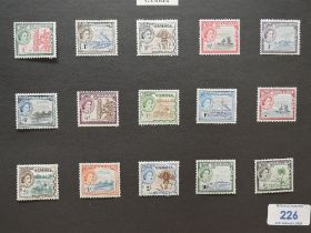 GAMBIA 1953 QEII DEFINITIVES COMPLETE SET OF 15 MINT, ON LEAF Full set of the QEII definitives