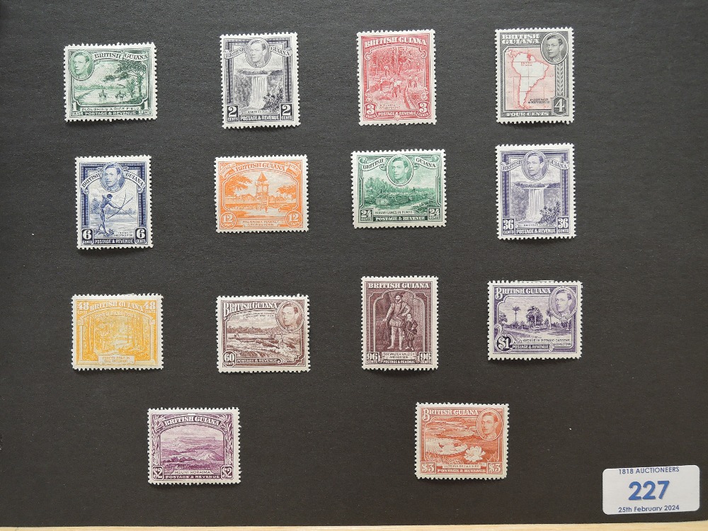 BRITISH GUIANA 1938 GVI DEFINITIVES, SET OF 12 ON LEAF, ALL MINT Fine set of the GVI definitives