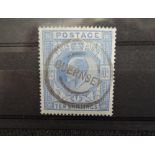 GB 1902 EVII 10 SHILLING BLUE WITH GUERNSEY DOUBLE RING CANCEL TO MIDDLE Well centred 10 shilling
