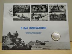 GB 2019 D-DAY INNOVATIONS, NUMISMATIC FIRST DAY COVER WITH £2 ENCAPUSLATED Fine Numismatic first day