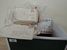 BOX WITH 3 STAMP ALBUMS AND SEVERAL BUNDLES OF POSTAL HISTORY 3 Stamp albums world content noted,