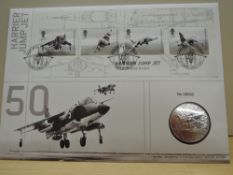GB 2019 HARRIER 50th ANN MEDALLIC FIRST DAY COVER From the 2019 issue mini sheet of the Harrier's