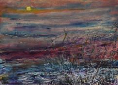 C. Brockbank (20th Century), mixed media, Two abstract landscapes, 'Winter Evening, Snow is