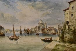 William Yale (19th Century, British), tile painting, A Venetian landscape with the Santa Maria della