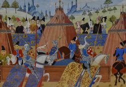 20th Century School, watercolour and gouache, The famous joust at Saint Inglevert, France, of
