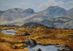 20th Century School, oil on board, 'Scar Fell Pike (Scafell Pike) from Bowfell', from the Three