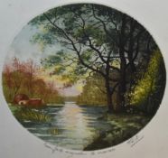 19th/20th Century French School, two aquatint engravings of rivers within wooded settings, signed
