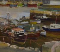 Audrey Evans (20th Century, British), gouache, 'Low Tide, Old Quay, Newlyn', signed to the lower