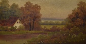 A.Taylor (19th/20th Century), oil on canvas, A traditional landscape painting depicting a cottage