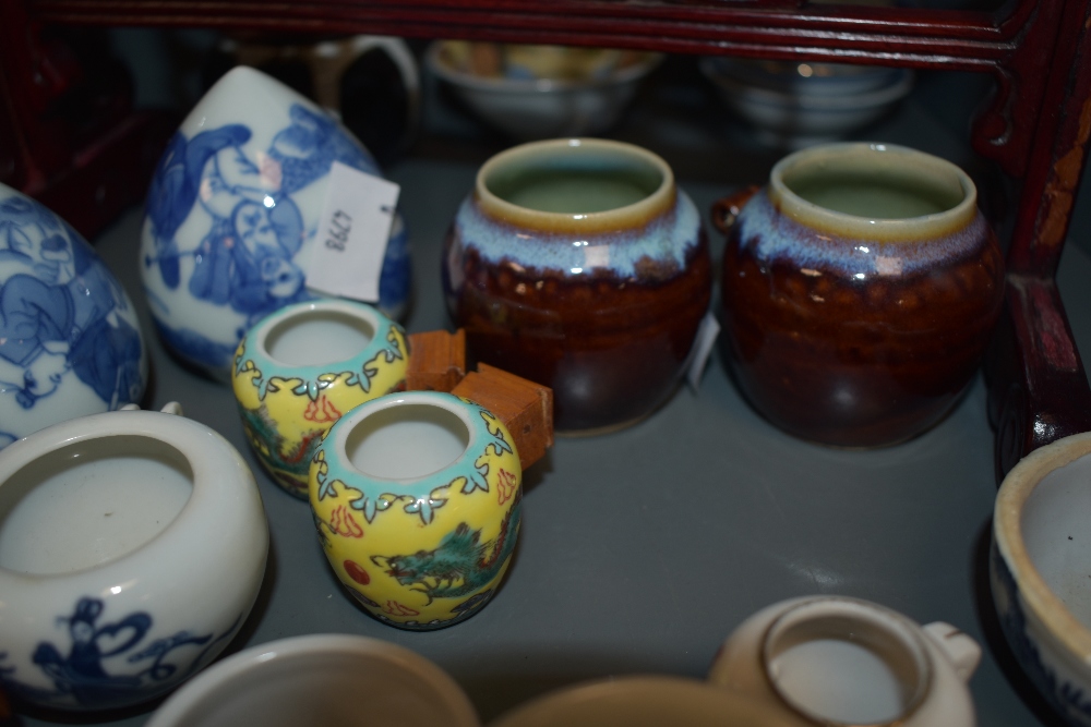 A selection of oriental ceramics,including tea bowls, and miniature cups, some of which are housed - Image 5 of 5