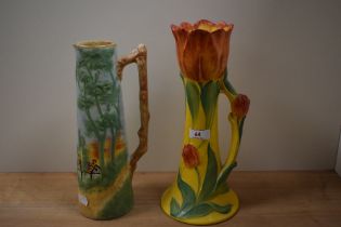 An Art Deco period vase, manufactured by Bishop & Stonier, modelled as a tulip on yellow ground,