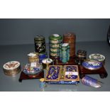 An assorted collection of Chinese Cloisonne enamelled ware, to include spice towers, and trinket