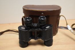 A pair of vintage DrWohler Saar binoculars in case.