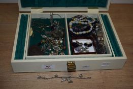 An assorted collection of vintage costume and other jewellery, to include a threepence coin
