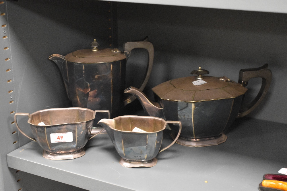 A four piece silver plated tea and coffee service, of Art Deco design and with C.S Brothers mark