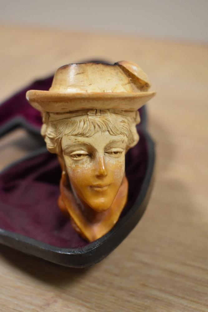 A 19th Century Meerschaum pipe, the bowl modelled as an elegant lady, measuring 15cm long, - Image 2 of 2