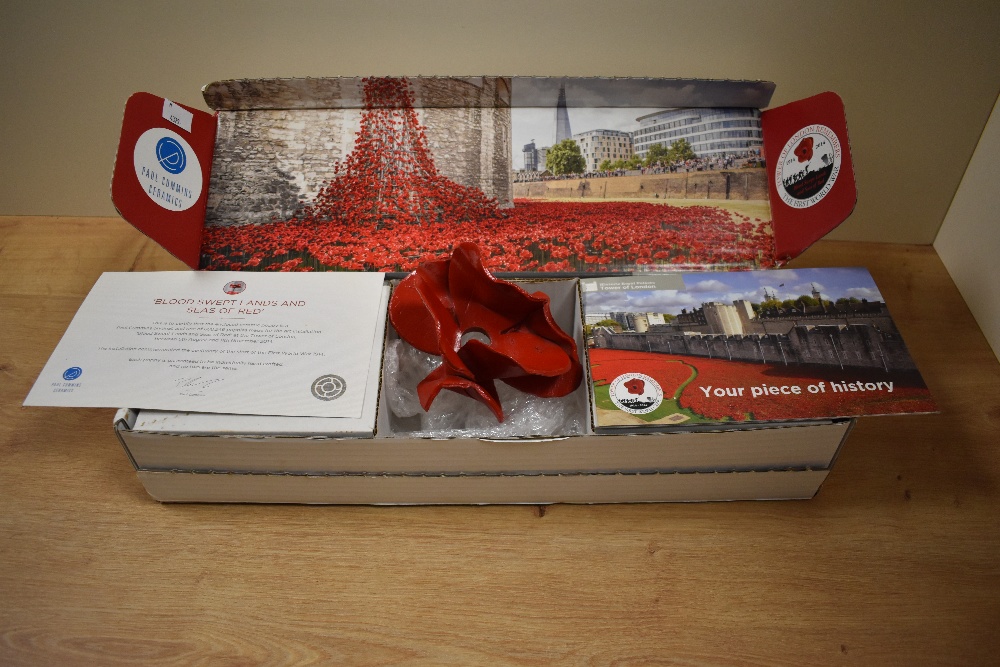 A Paul Cummins ceramic poppy, made for the Art installation 'Blood Swept Lands and Seas of Red' held