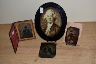 A group of Victorian glass portraiture, the largest measures 20cm high