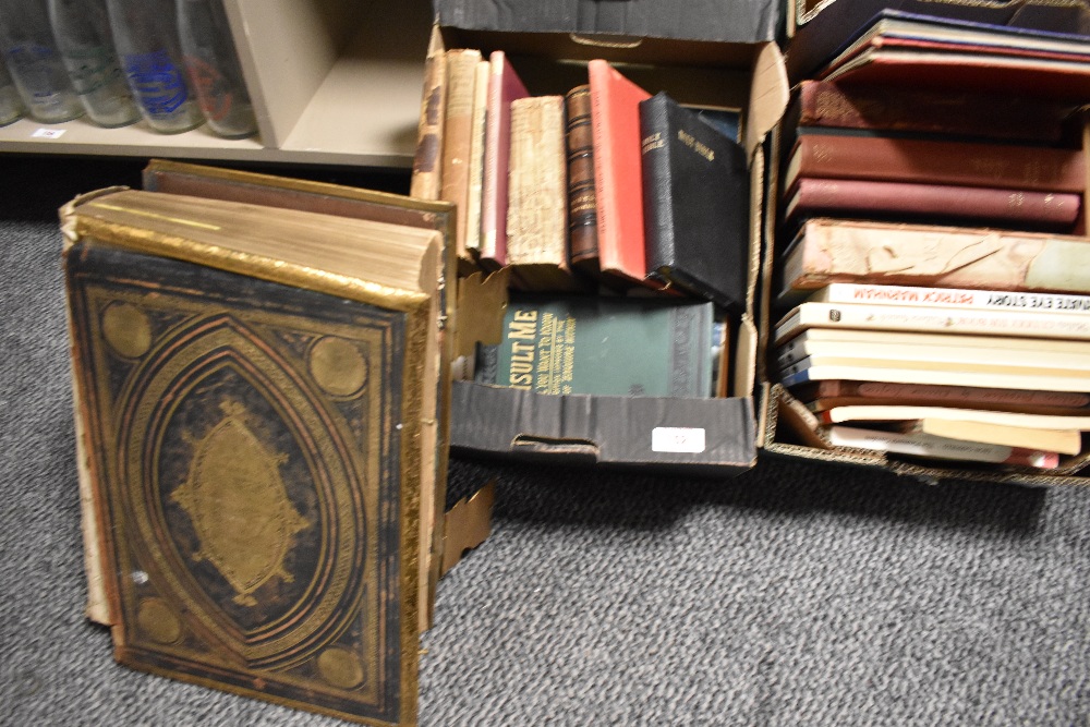 A collection of mixed interest books, including vintage books including bibles and poetry, also