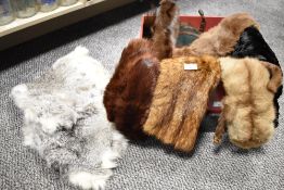 A collection of vintage fur pelts and tippets, including chinchilla, mink and coney.