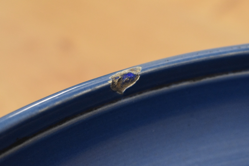 A 20th Century Susie Cooper design footed fruit bowl, glazed in blue and with a banded design, - Image 3 of 4