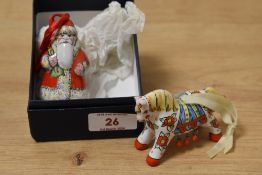 Two 20th Century Russian porcelain Christmas decorations, hand decorated, and in the form of