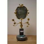 A reproduction gilt metal mounted face screen, of French style, having onyx base and column, and