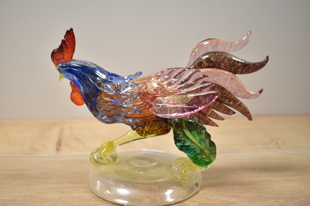 A mid-20th Century art glass cockerel ornament, possibly Murano, measuring 13cm tall - Image 3 of 3