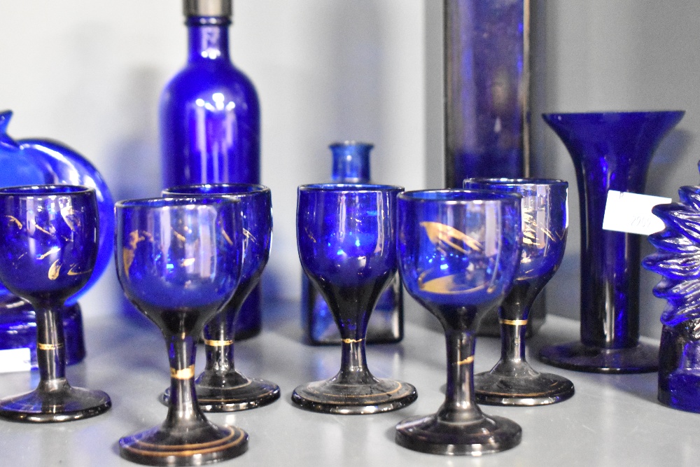 A collection of Victorian Bristol Blue glassware, to include two votive sun and moon candle holders, - Image 2 of 2