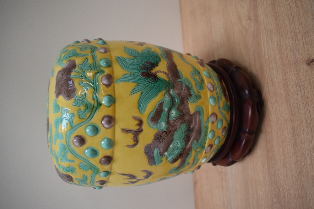 A 19th Century Chinese porcelain Sancai glazed vase, against a yellow ground and decorated with - Image 3 of 6