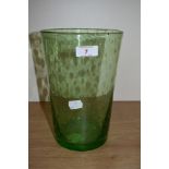 A Whitefriars green glass bubble vase, designed by William Wilson (20th Century, of tapering form,