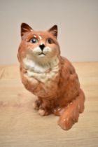 A Beswick Pottery Persian Cat study, seated looking up, number 1867, designed by Albert Hallam in