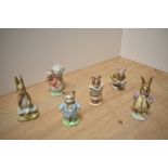 A group of six Royal Albert Beatrix Potter figures, comprising Fierce Bad Rabbit, Tom Kitten, Appley