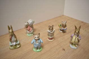 A group of six Royal Albert Beatrix Potter figures, comprising Fierce Bad Rabbit, Tom Kitten, Appley