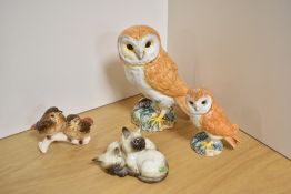 A Beswick Pottery barn owl, model 1046a first version with split tail feathers, designed by Arthur