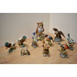 A selection of miscellaneous porcelain bird studies, comprising seven bisque porcelain studies,