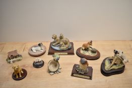 A Border Fine Arts animal group Jack Russell Terrier and rabbit, with moulded wooden plinth, and