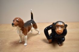 A Beswick Pottery Beagle 'Wendover Billy' dog study, number 1933a, designed by Arthur Gredington