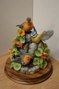 A Border Fine Arts bird group 'After The Rain' SOC5 with moulded circular mahogany plinth, label