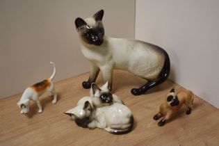 A Beswick Pottery Siamese cat study 1897 desgined by Albert Hallam in seal point gloss, 16cm sold