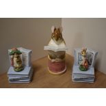 Two Border Fine Arts misical/mechanical Beatrix Potter figures, Peter Rabbit & Benjamon Bunny,