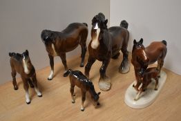 A Beswick Pottery Cantering Shire, 975 designed by Arthur Gredington in brown gloss 22cm, sold along