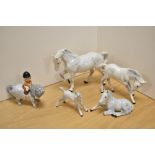 A Beswick Pottery Norman Thelwell 'Angel on Horseback' sold along with four Beswick Pottery horses/