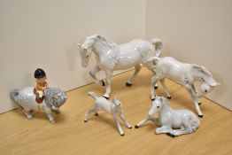 A Beswick Pottery Norman Thelwell 'Angel on Horseback' sold along with four Beswick Pottery horses/