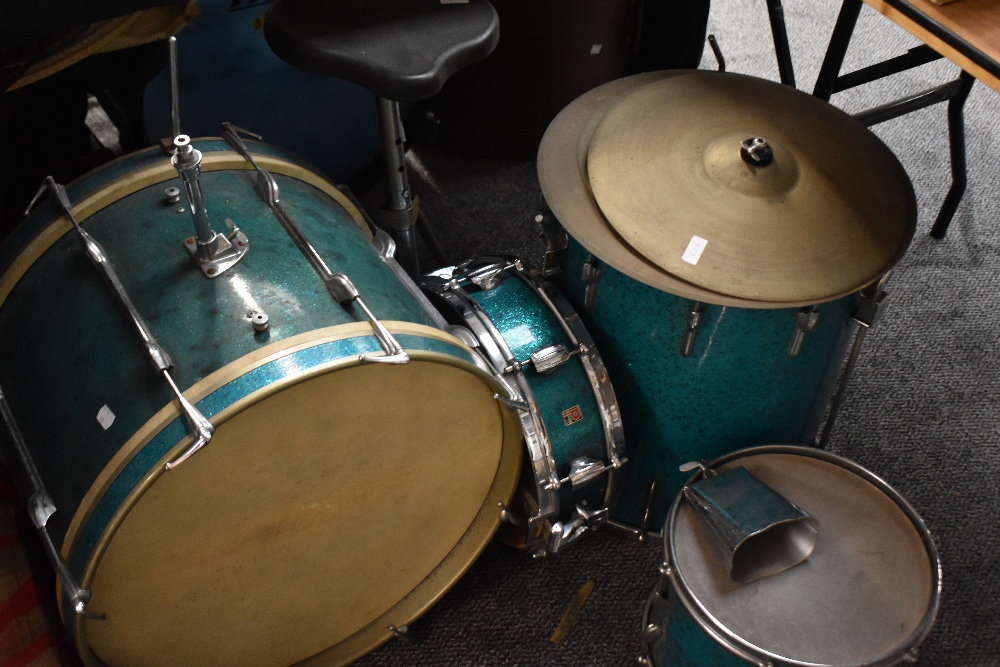 A selection of vintage Premier drums and accesories