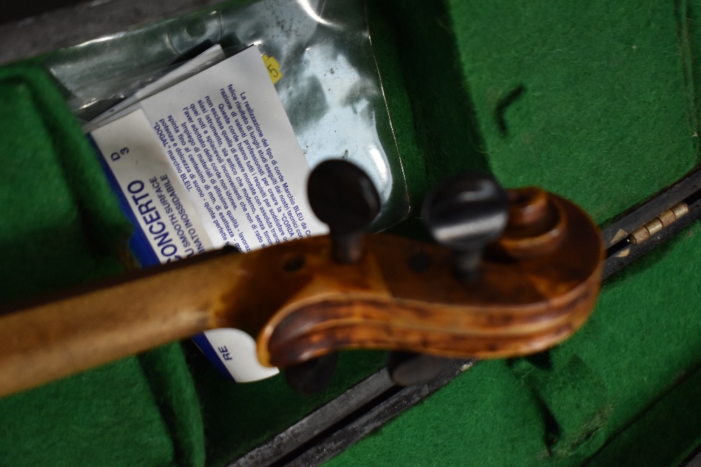 A traditional violin having 13 inch two piece back, with hard case - Image 3 of 3