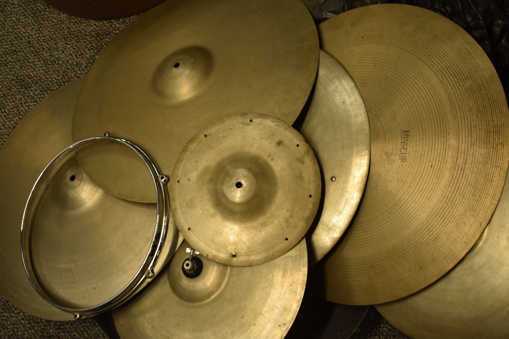 A selection of vintage Premier drums, in grey marbled finish, and various cymbals, stands etc - Image 5 of 16