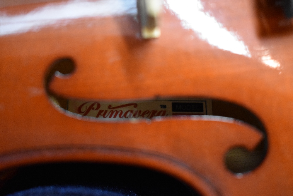 A modern violin having 13inch one piece back with fitted case and bow - Image 2 of 5